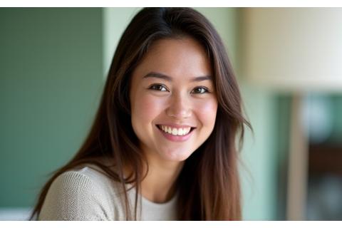 Sarah Chen, Community Engagement Lead, smiling while looking at a laptop.