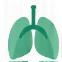 Stylized icon of lungs or breath with calming aura